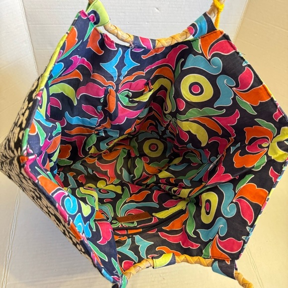 American & Beyond Leopard Cheetah Beaded Pineapple Cane Handles Tote Bag - Picture 8 of 16